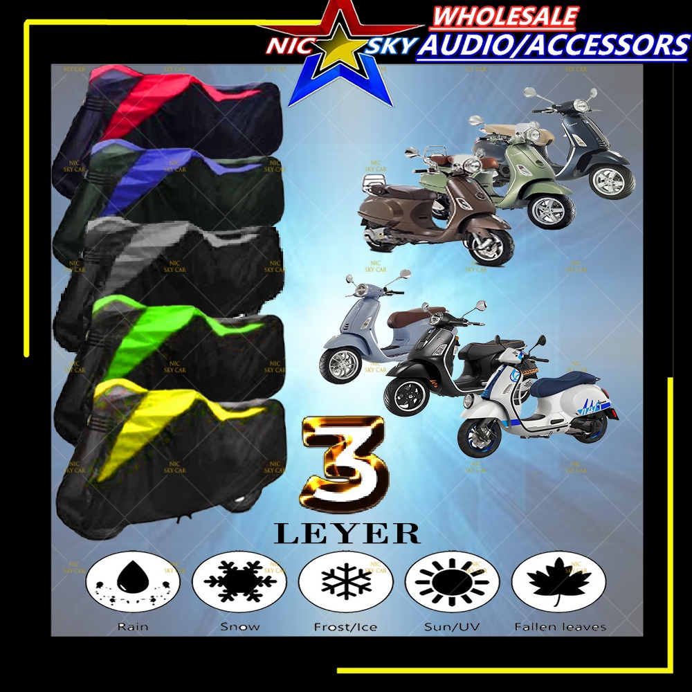 VESPA รถจักรยานยนต์ 3 ชั้น YMC มอเตอร์ฝาครอบ watwrroof กันฝุ่น sunproof LXV-50 LXV-125 LXV-150 PIAGG