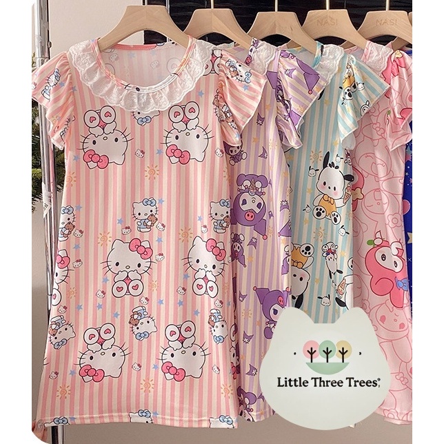ร้านใหม่-ใหญ่ !️ Sanrio Dress เด็กผู้หญิง ชุดนอนเด็ก ชุดเลานจ์ Sanrio Kuromi Melody Cinnamoroll สาวเ