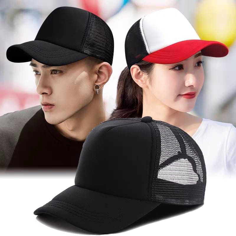 Unisex Trucker Cap Casual Plain Mesh Baseball Cap Adjustable Snapback Cap