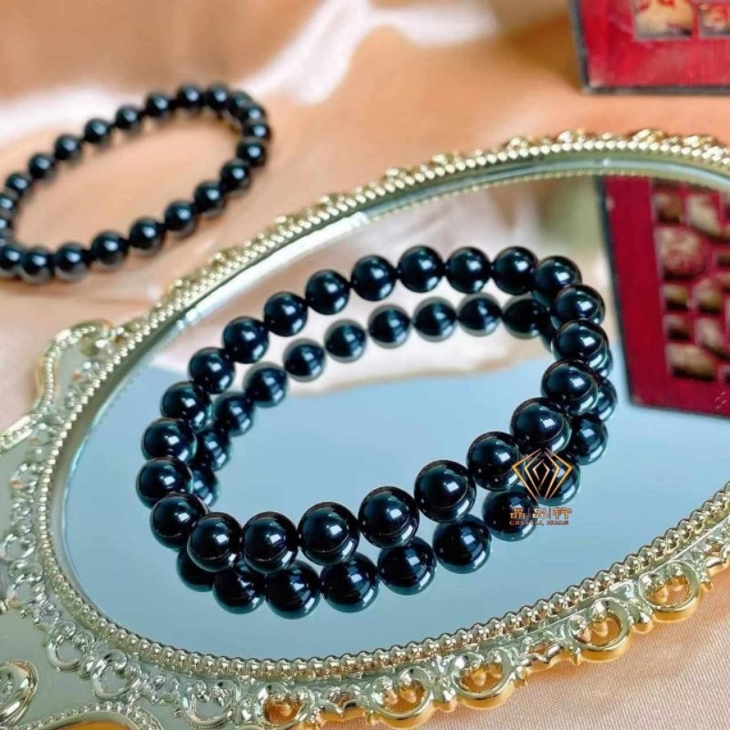 8 มม. Black Tourmaline Egrated Black Xix Original Black Tourmaline ของแท้ 8 มม.