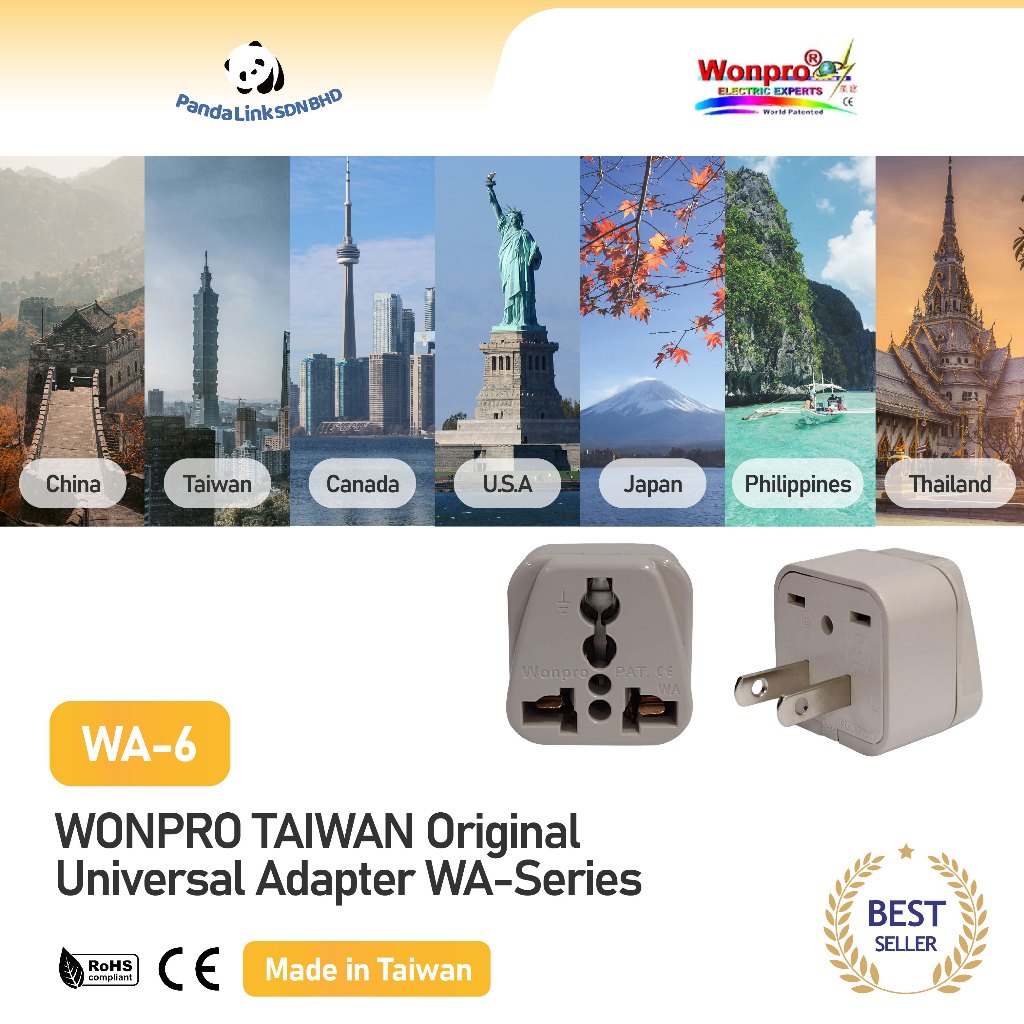 WONPRO WA-6 Taiwan Universal Adapter Travel Adapter WA-Series