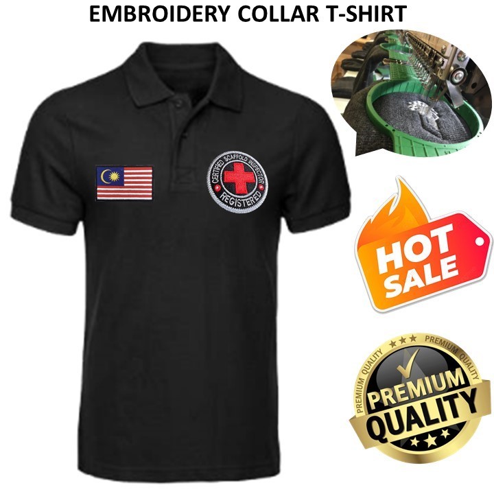 EMBROIDERY SULAM SCAFFHOLD SAFETY & FLAG BLACK COLLAR SHIRT