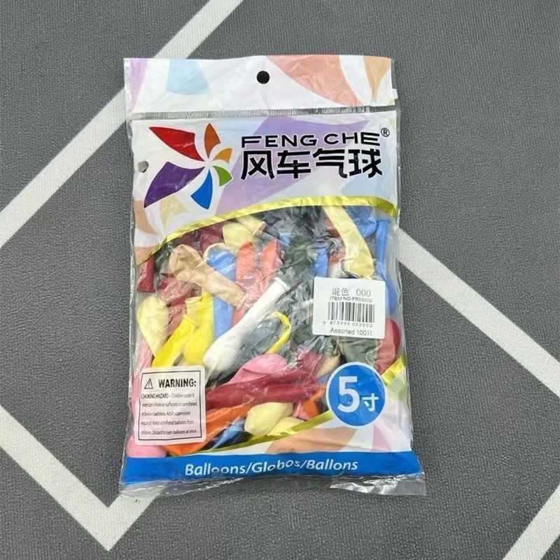 FENG CHE LATEX 5 นิ้ว 100 ชิ้น ลูกโป่งทรงกลม