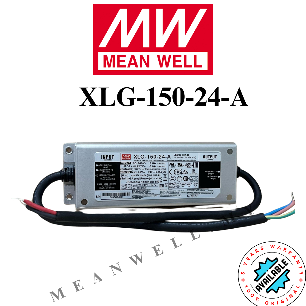 MeanWell XLG-150-24-A 150W ไดร์เวอร์ LED โหมดไฟคงที่