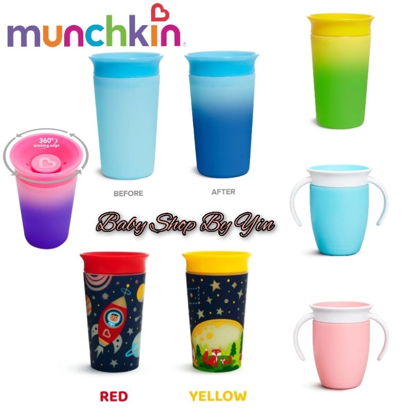 Munchkin Miracle 360 Trainer Cup พร้อมฝาปิด/เรืองแสงในที่มืด Sippy Cup/ถ้วยเปลี่ยนสี 7oz/9oz