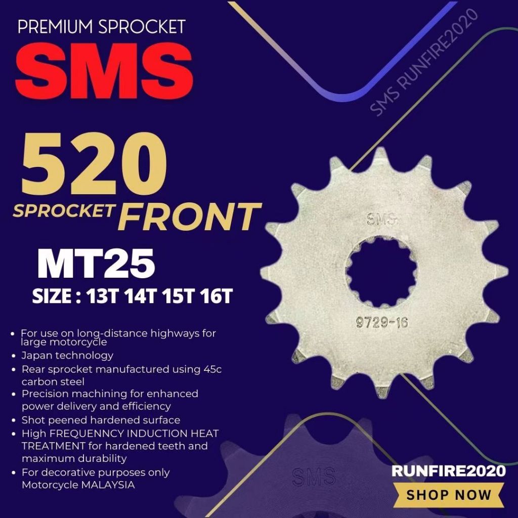 YAMAHA R-25 R25 MT25 SMS (ด้านหน้า) SPROCKET DEPAN 520 DID RKM YTZ5S YTZ6V