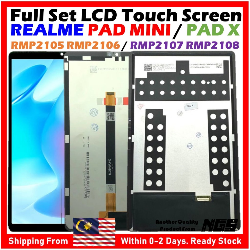 NGS ยี่ห้อชุดหน้าจอสัมผัส LCD สําหรับ REALME Pad Mini RMP2105 RMP2106 / Pad X RMP2107 RMP2108