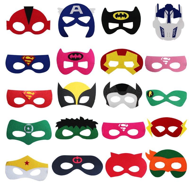 Topeng Mask Party การ์ตูนอะนิเมะ Spider-Man Iron Man กัปตันอเมริกา Thor Bat Felt Eye Mask