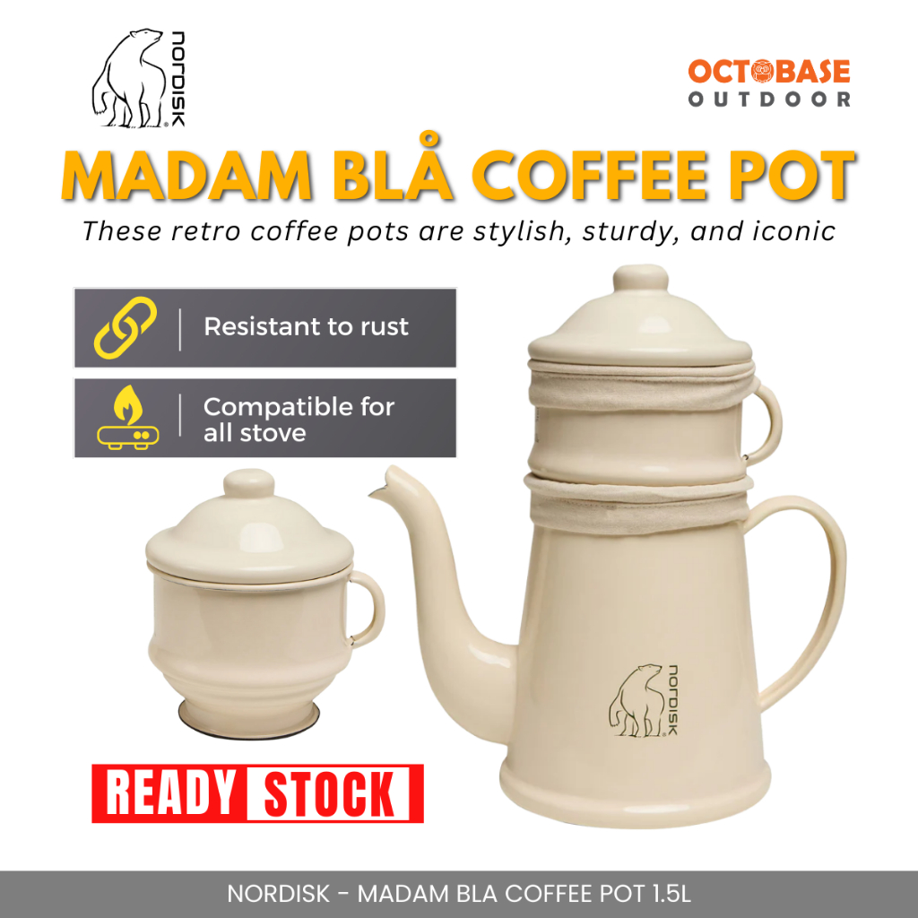 NORDISK - MADAM BLA COFFEE POT AMEL STEEL RETRO POUR OVER CLASSIC KETTLE GLAMPING ตั้งแคมป์กลางแจ้ง