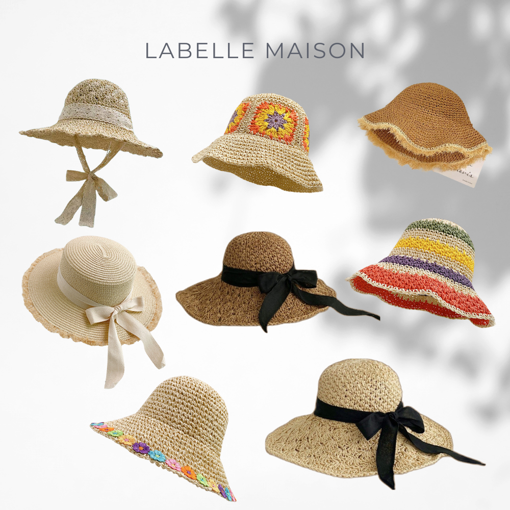 LABELLE MAISON GRASS HAT หมวกชายหาด topi หมวกชายหาด หญ้า หน่อไม้ฝรั่ง