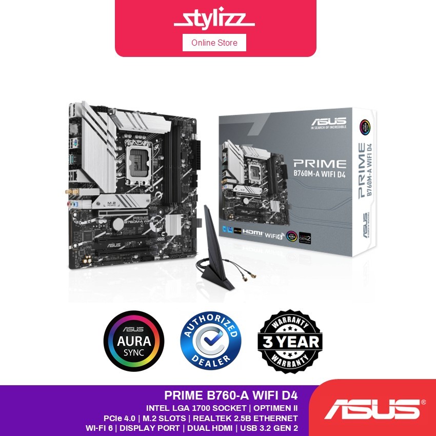 ASUS PRIME B760M-A WIFI DDR4 / DDR5 M-ATX MOTHERBOARD - INTEL LGA 1700 SOCKET, PCIe 4.0, WI-FI 6, M.