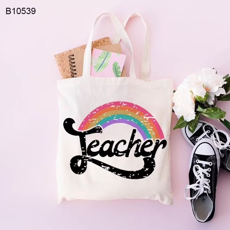 !!️!! STOK WHITE TOTE BAG CANVAS TEACHERS DAY / BEG HARI GURU / CIKGU HADIAH CANTIK VIRAL PRINT