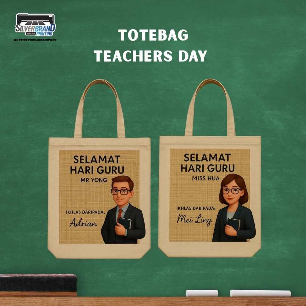 CUSTOM TEX TOTE BAG TEACHERS DAY CANVAS BAG สําหรับ SCHOOL EVENTS