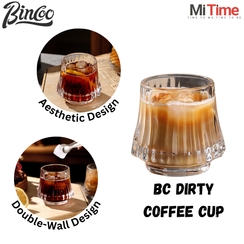 Bincoo Dirty Coffee Cup ถ้วยกาแฟลาเต้ แก้วกาแฟแก้วสไตล์ใหม่ 200ml