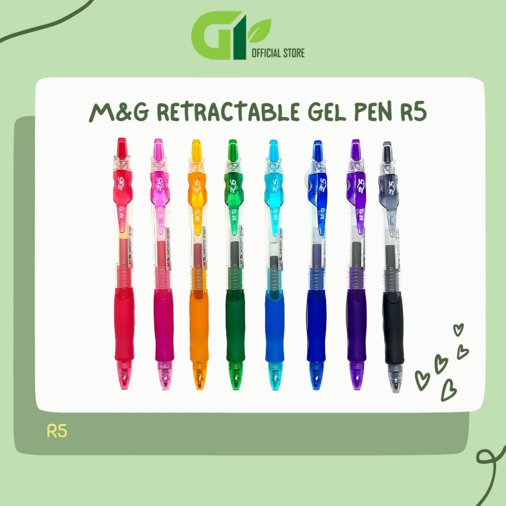 [GY Office] M&G Retractable Gel Pen R5/R3 0.5MM/0.7MM สีดํา/น้ําเงิน/แดง