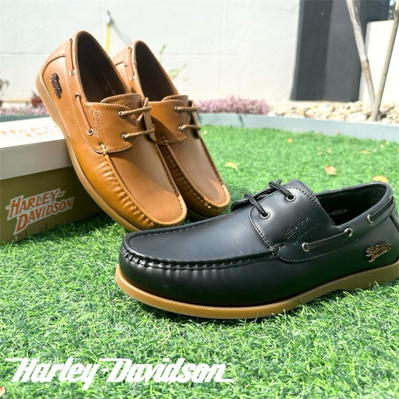 ผู้ชายs Exclusively HarIey-Davidson Classic Casual Elegant Loafer รองเท้า Kasut Lofer Sampan Vintage