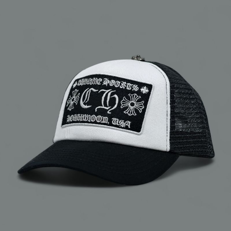 Chrome CH Baseball Trucker Cap สีดําและสีขาว Topi แฟชั่น unisex