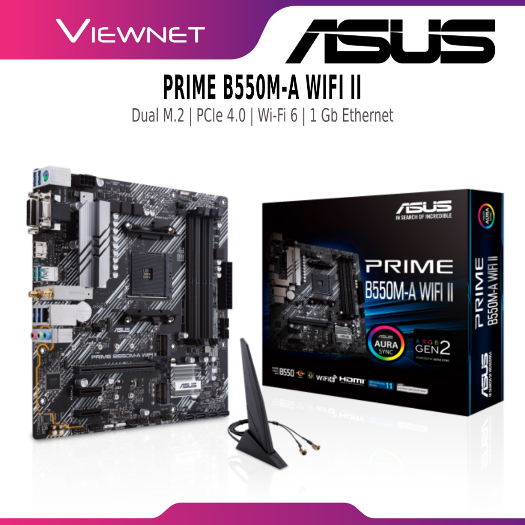 ASUS PRIME B550M-A WIFI II AM4 MOTHERBOARD COMBO AMD AM4 RYZEN 5 5500 / AM4 RYZEN 5 5600G - CPU เมนบ