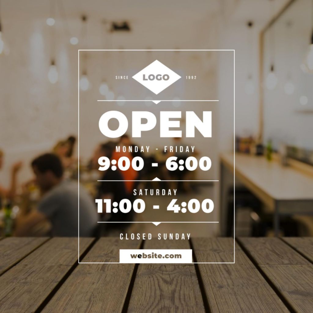 A4 Opening Hour Mirror Sticker•Masa•Kedai•Busness Hour•Open Close•Glassdoor•Cermin Sticker