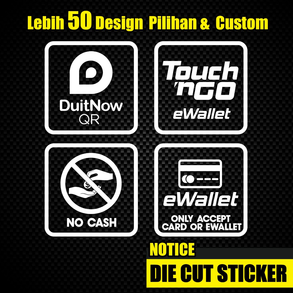 TNG E WALLET CARD E WALLET PAYMENT NO CASH GLASS STICKER WALL STICKER / SC12