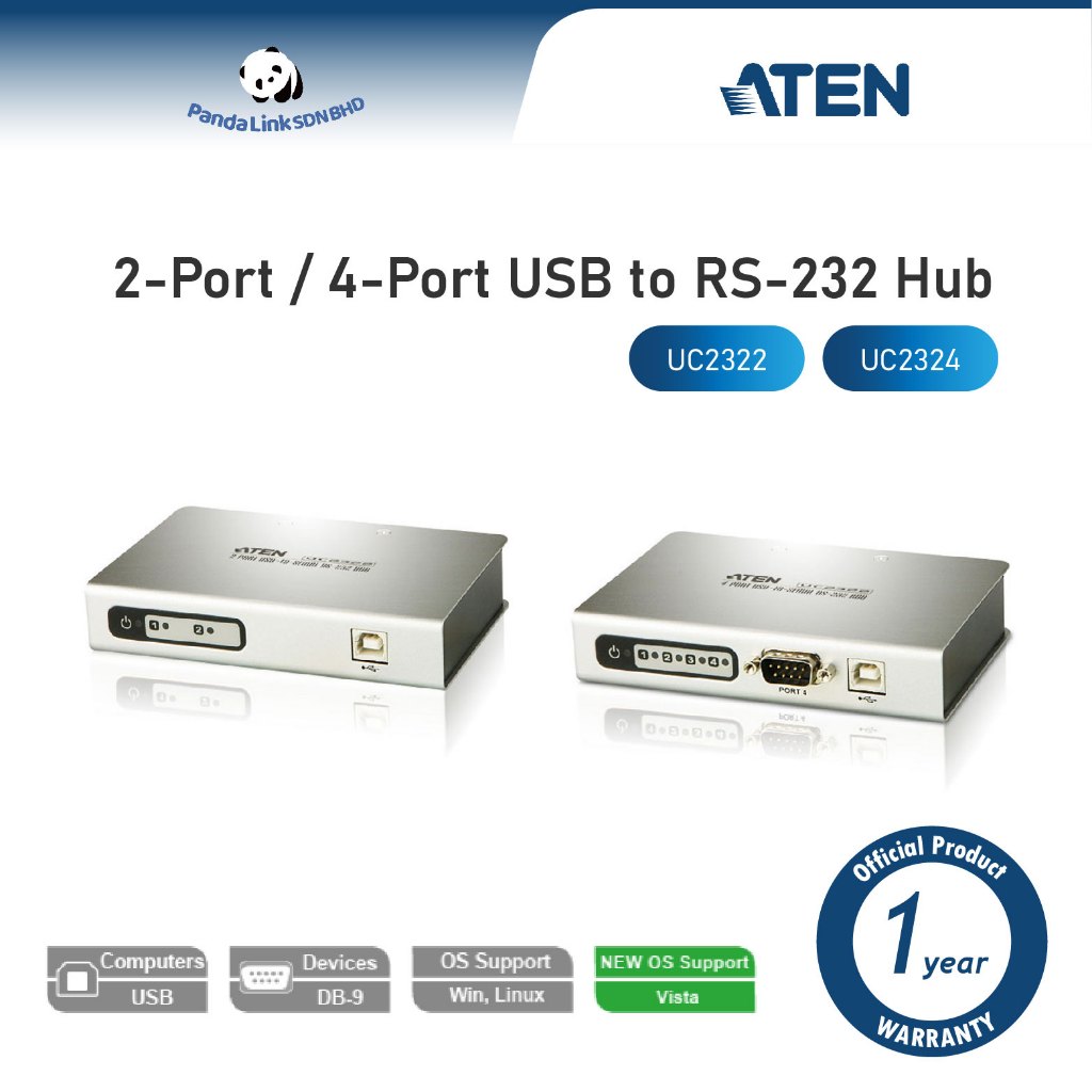 ATEN UC2322 2-Port USB to RS-232 Hub / UC2324 4-Port USB to RS-232 Hub