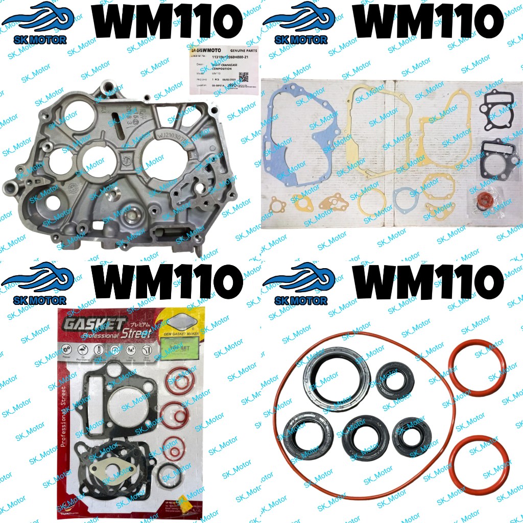 WMOTO WM110 WM 110 Crankcase ซ้ายขวา Kiri Kanan ปลอก Kotak เครื่องยนต์ซีลน้ํามันด้านใน Crank กรณีปะเ