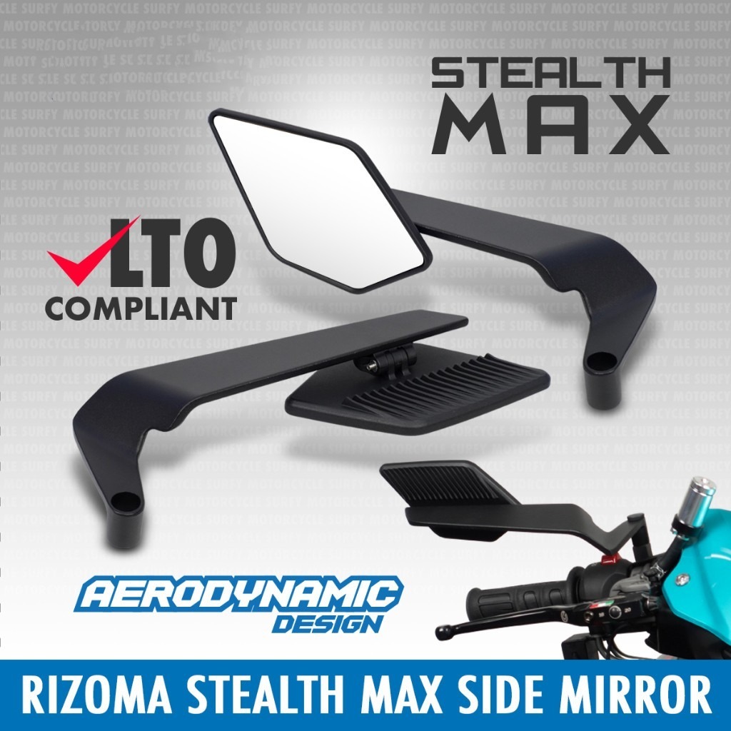 RZM Stealth Max Naked กระจกมองข้าง Winglet พับปรับ Universla MT07 MT09 Tracer Z800 Z900 Y15 LC135 NV