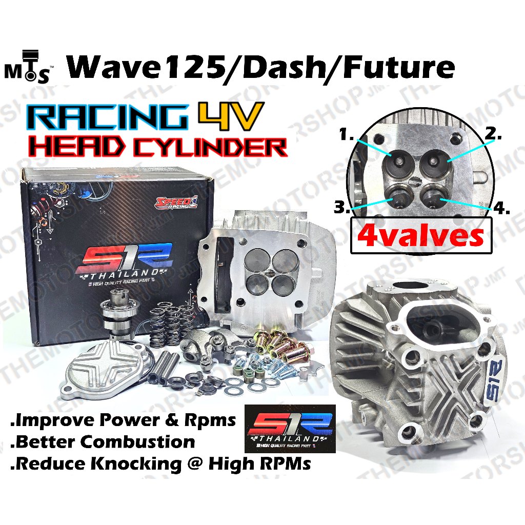 👍(+TAPER) S1R RACING WAVE125/DASH125/FUTURE125 27/24 25/22 22/19 RACING HEAD CYLINDER 4VALVE 4V V3 X