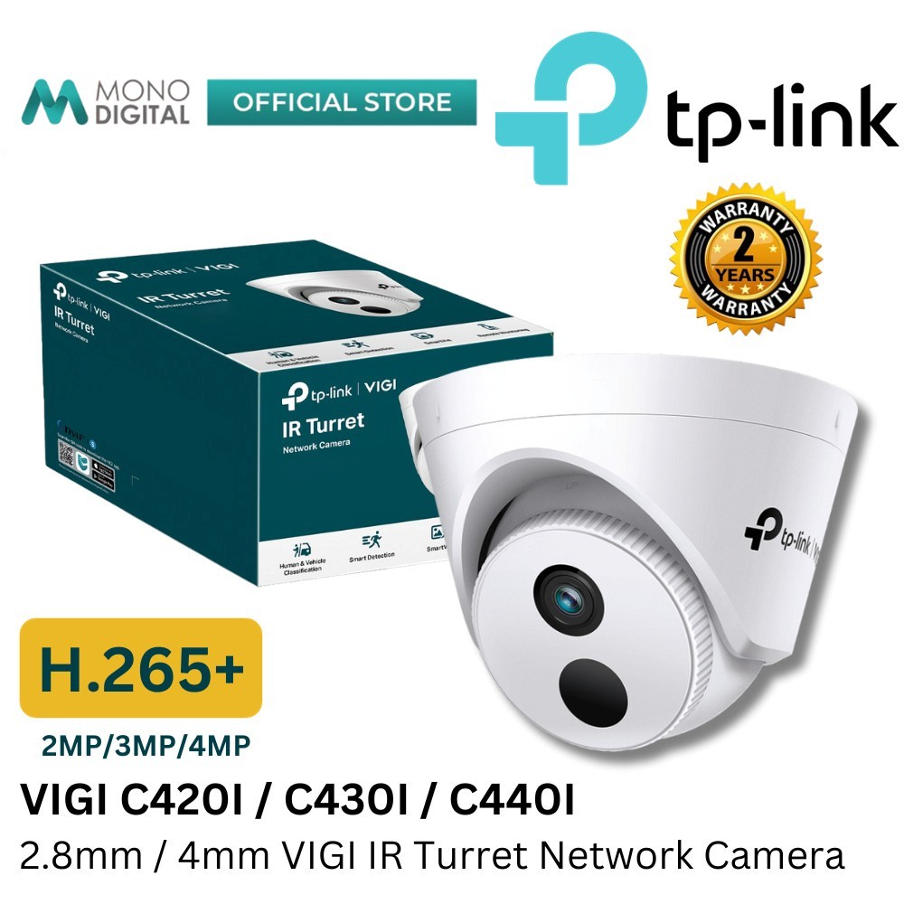TP-LINK VIGI C420I (2MP) / VIGI C430I (3MP) / VIGI C440I (4MP) 2.8MM / 4MM IR TURRET NETWORK CAMERA 