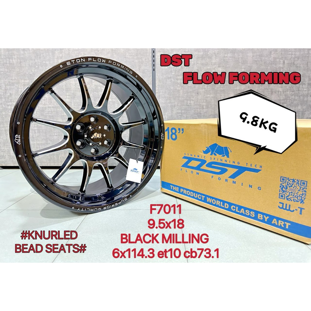 ใหม่ 4x4 Offroad Sport Rim Flow Forming 9.8KG DST ล้อ 18x9.5J 6x114 ET10 สีดํามิลลิ่ง -