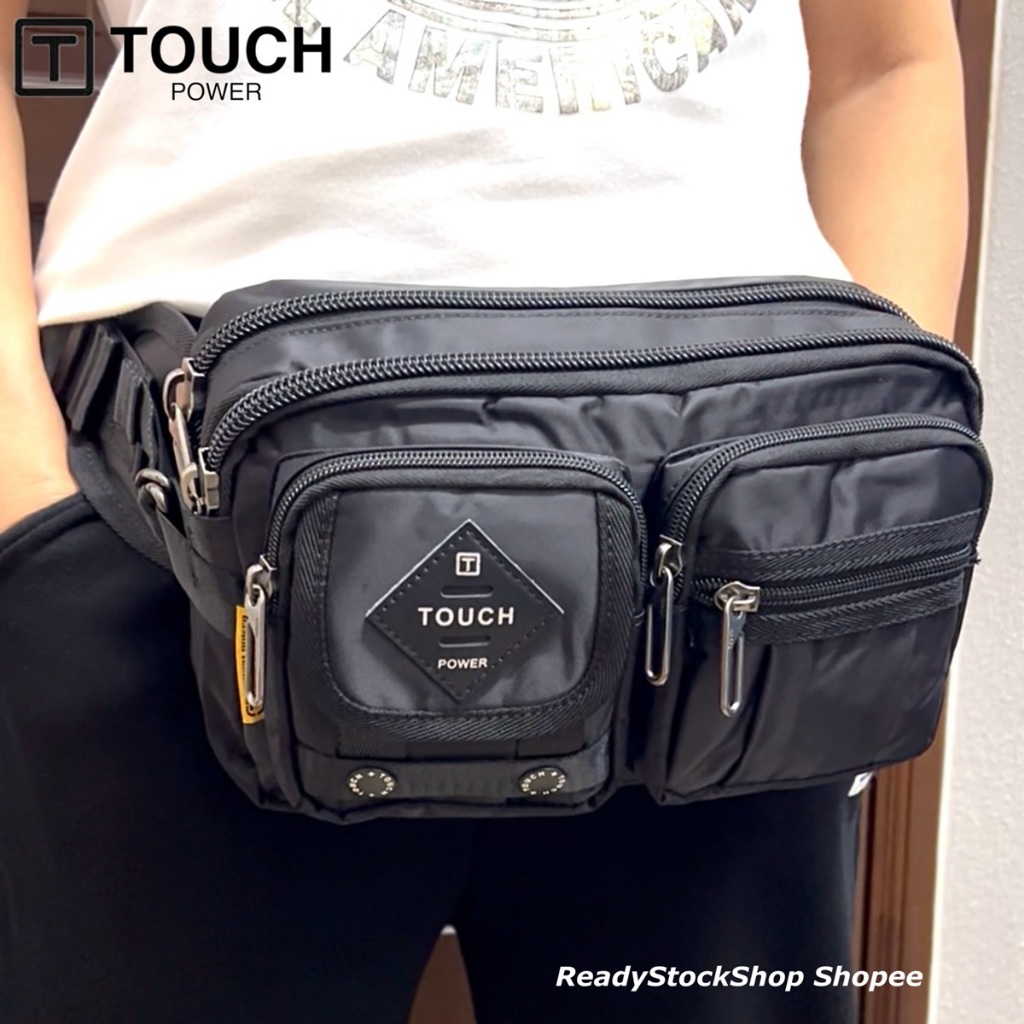 Touch Power & Tough Warrior 7 ช่องซิปผู้ชายกระเป๋าคาดเอวกระเป๋าคาดหน้าอกกระเป๋าไนลอน