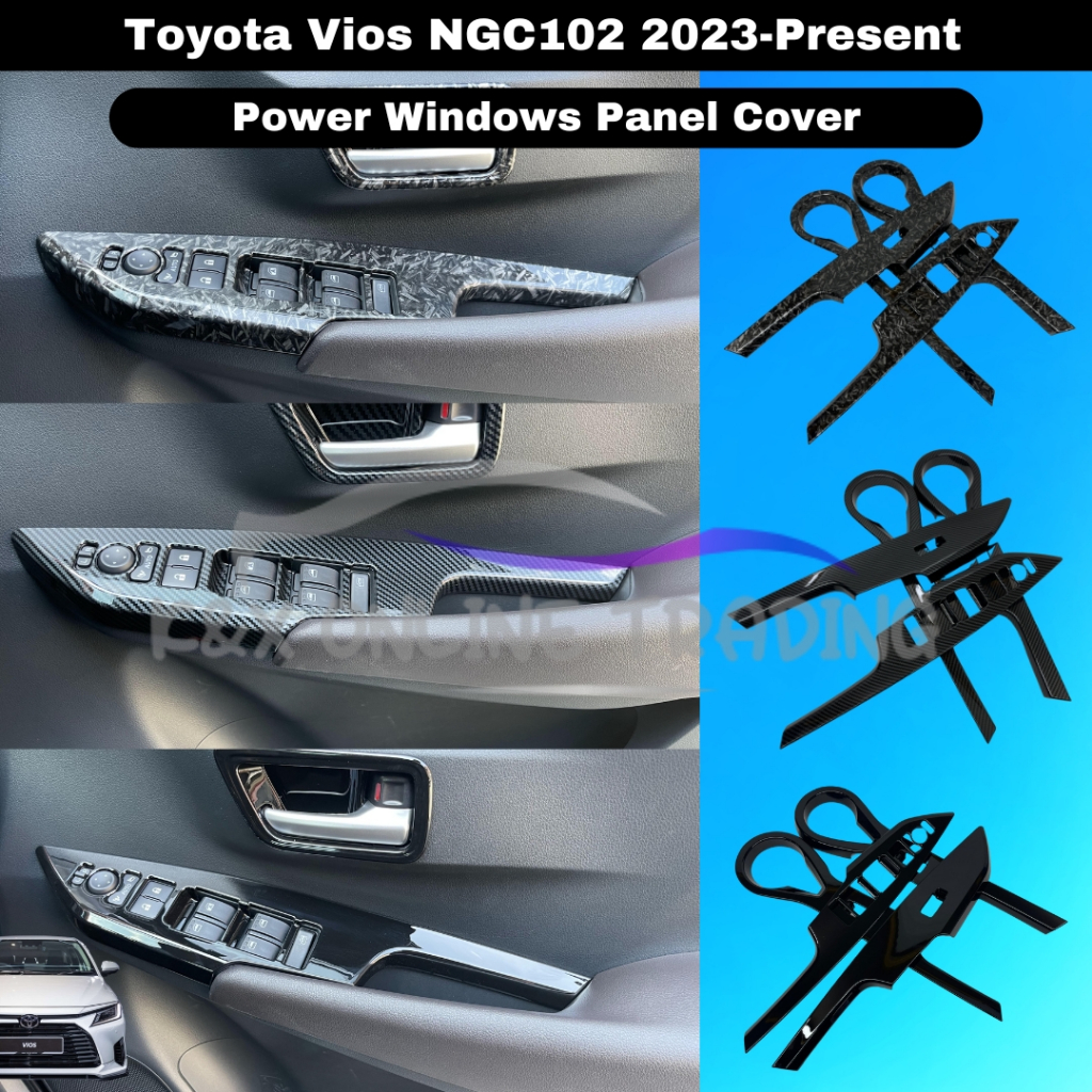 Toyota Vios NGC102/AC100 2023-2025 Carbon Trim & Glossy Black Power Windows Panel Garnish Cover