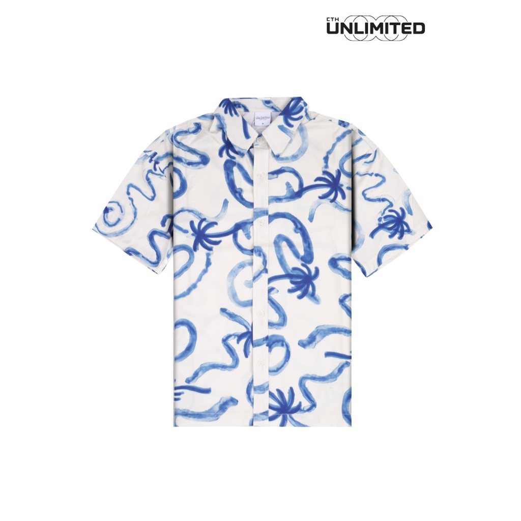 CTH ไม่จํากัด Men Beachwear เสื้อเชิ้ตพิมพ์ลายแขนสั้นโพลีสเตอร์ขนาดใหญ่ - CU-13010