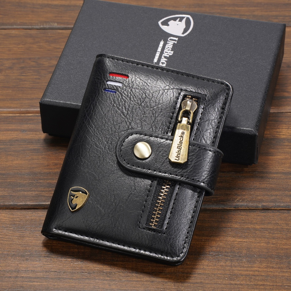 UnisBlack Small Men Wallet, Short Wallet Men, Card Holder Wallet, Dompet Small Lelaki , Beg Duit Sma