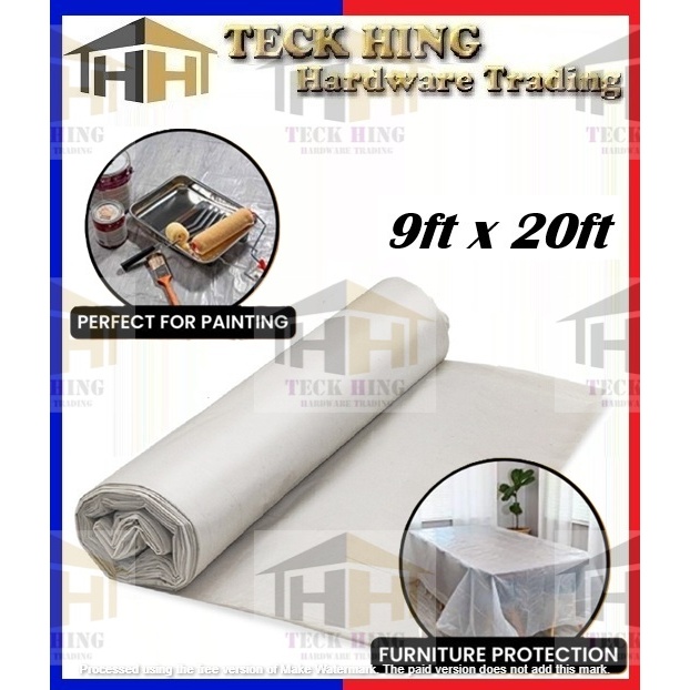 PE Sheet Plastic Sheet Cover (9 Ft x20 Ft) Wrapping Plastic Wrap For Furniture Paint Sofa Mattress F