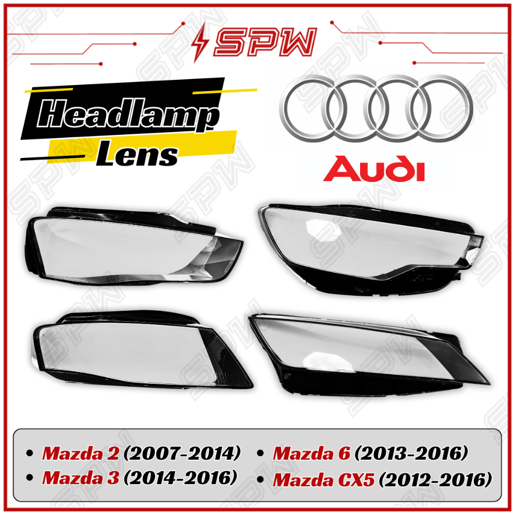 AUDI A4 / A6 / TT HEAD LAMP LENS COVER Head Light OEM ไฟหน้า Clear Len ครอบคลุม HD คุณภาพ B8 B8.5 B9
