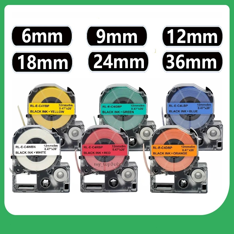 9/12/18/24 มม.เทปใช้งานร่วมกับEpson LK-4WBN SS12KWเทปฉลากสําหรับEpson LW-K200 LW-300 LW-K400 LW-C410