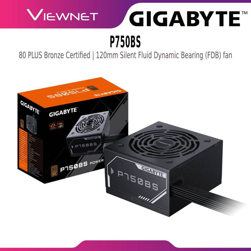 GIGABYTE P750BS 80 PLUS BRONZE 750W BEKALAN KUASA POWER SUPPLY PSU พร้อมพัดลม SILENT 120 มม. เดี่ยว 