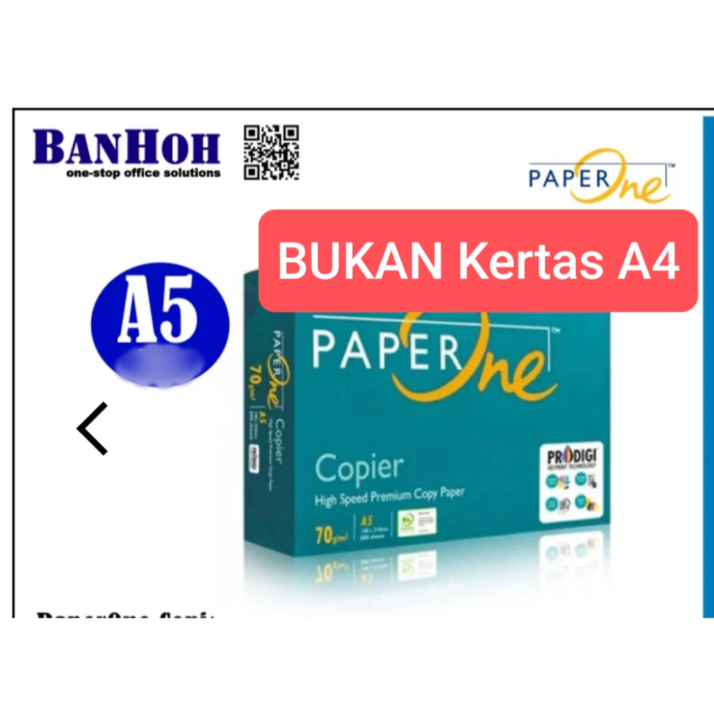 Paper One A5 Paper 70Gsm Paper Concealer Paper 500s Strands/Sheets (1 Pack/Ream)