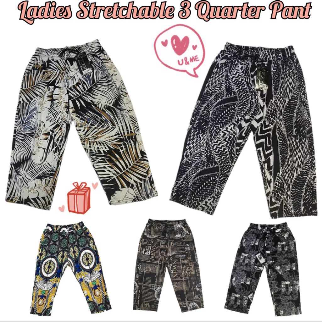 กางเกง 3-Quarter สําหรับผู้หญิง (เต็มลาย) กางเกง 3 Quarter