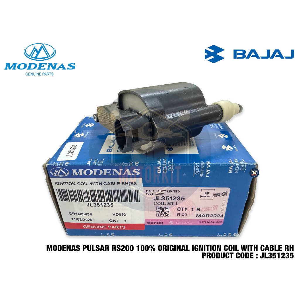 MODENAS PULSAR RS200 RS 200 BAJAJ IGNITION COIL พร้อมสายเคเบิล RH JL351235