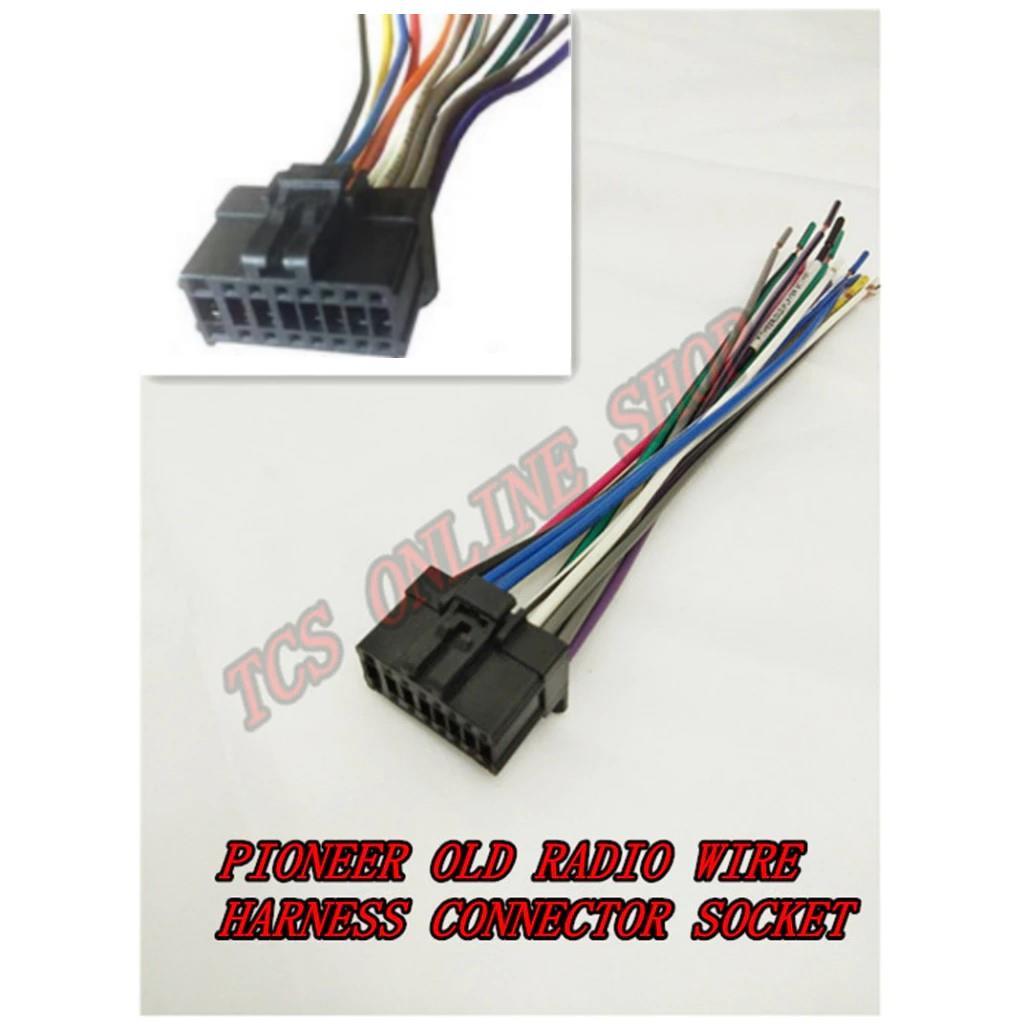 PIONEER OLD 16PIN 1DIN 2 DIN WIRE HARNESS RADIO เครื่องเสียงรถยนต์ CONNECTOR CABLE PLAYER SOCKET