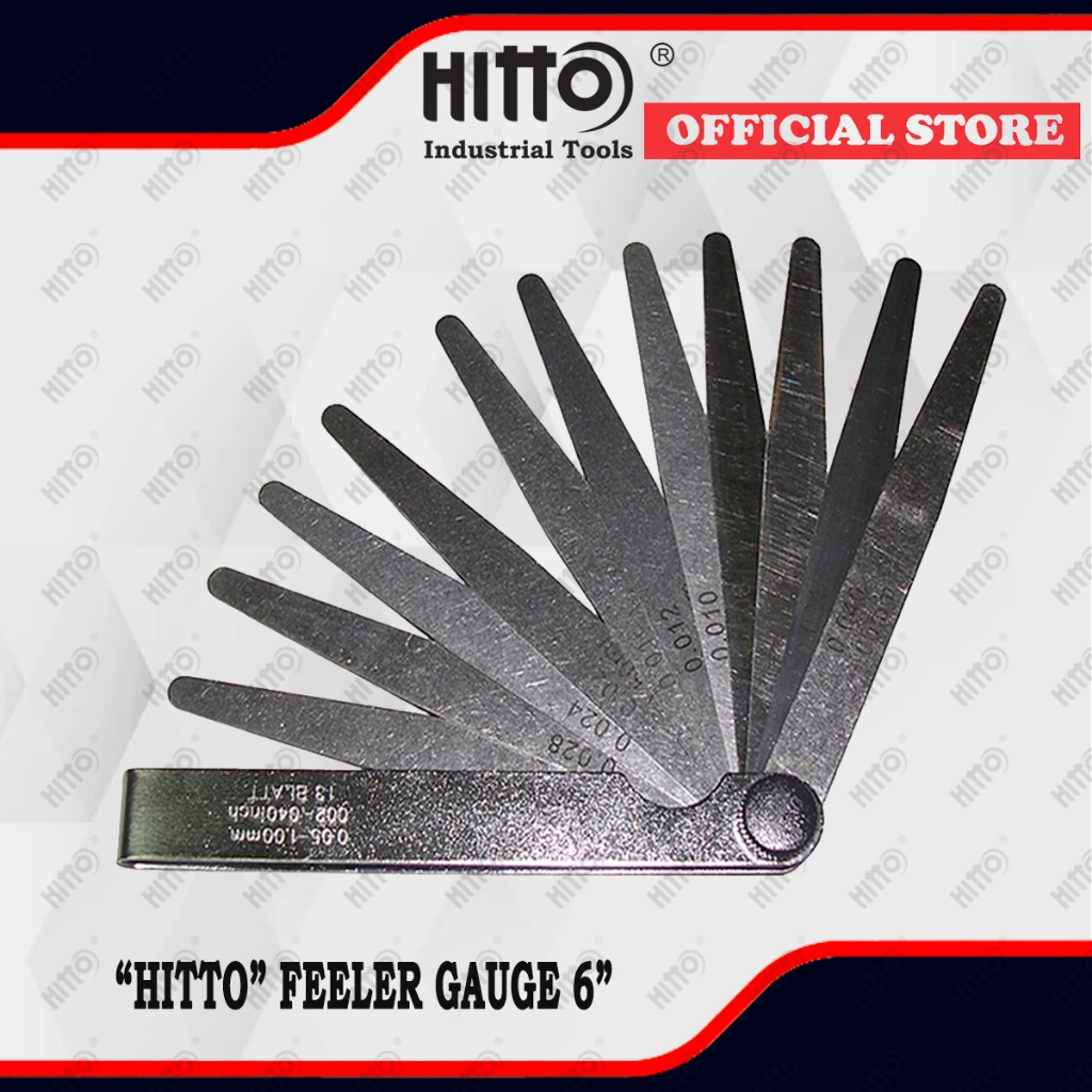 [ HITTO ] 6 13 ชิ้น MM/INCH FEELER GAUGE/ใบมีดความหนา Gap Filler Feeler Gauge ไม้บรรทัด ( 11HFG613 )