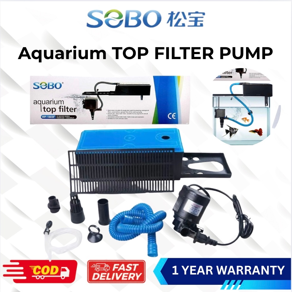 SOBO Aquarium Top Filter WP-880F ~ WP-4880F ปั๊มน้ําตู้ปลา Pam Akuarium