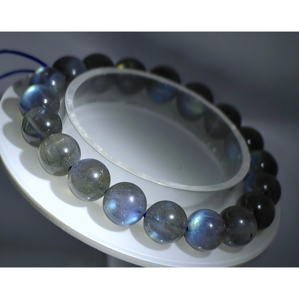 Kristal Semulajadi Labbradorit Gelang (Bulat) 8mm-10mm / สร้อยข้อมือลาบราดอร์คริสตัลธรรมชาติ 天然拉长石手