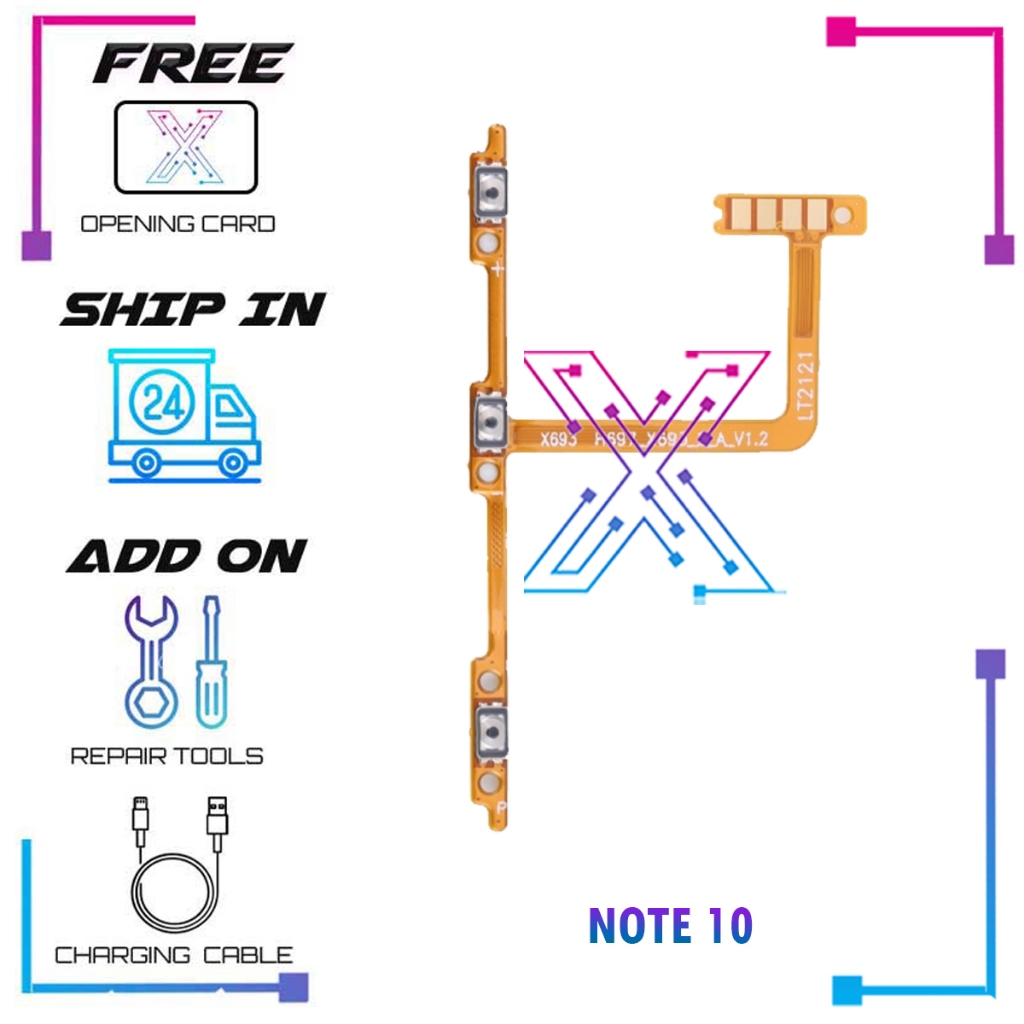 Power On Off Ribbon สําหรับ Infinix Note 10 X693 (พร้อมสาย Flex Volume)