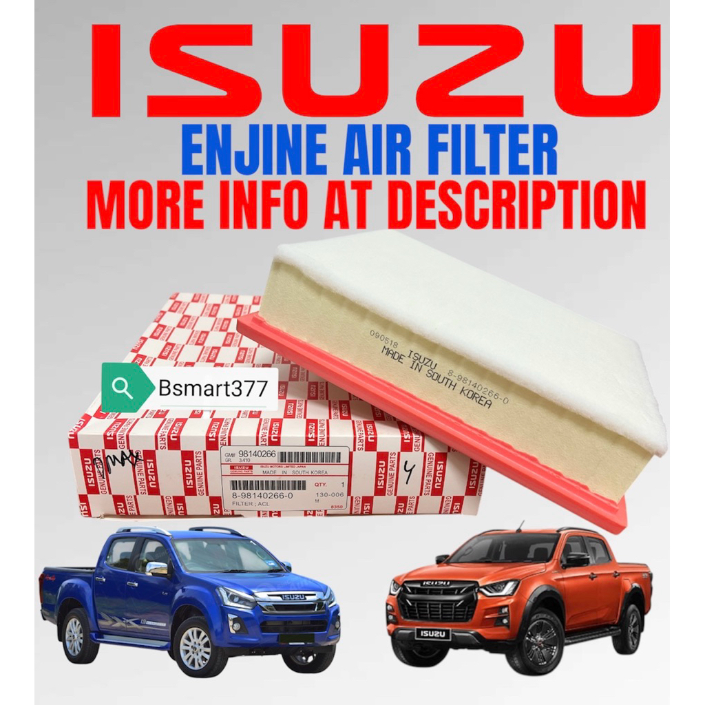 Isuzu enjine กรองอากาศ d-max rg01 1.9L 3.0L 2012-2015 (BLUE POWER)/dmax rt50/85 2.5L 3.0L 8-98140266