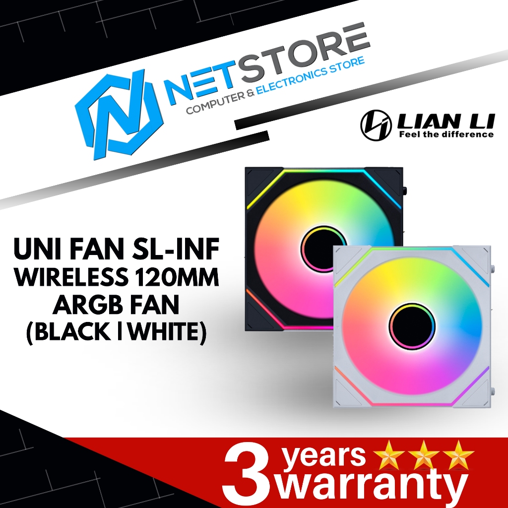 LIAN LI UNI FAN SL-INF WIRELESS 120MM ARGB SINGLE FAN - (ขาวดํา)