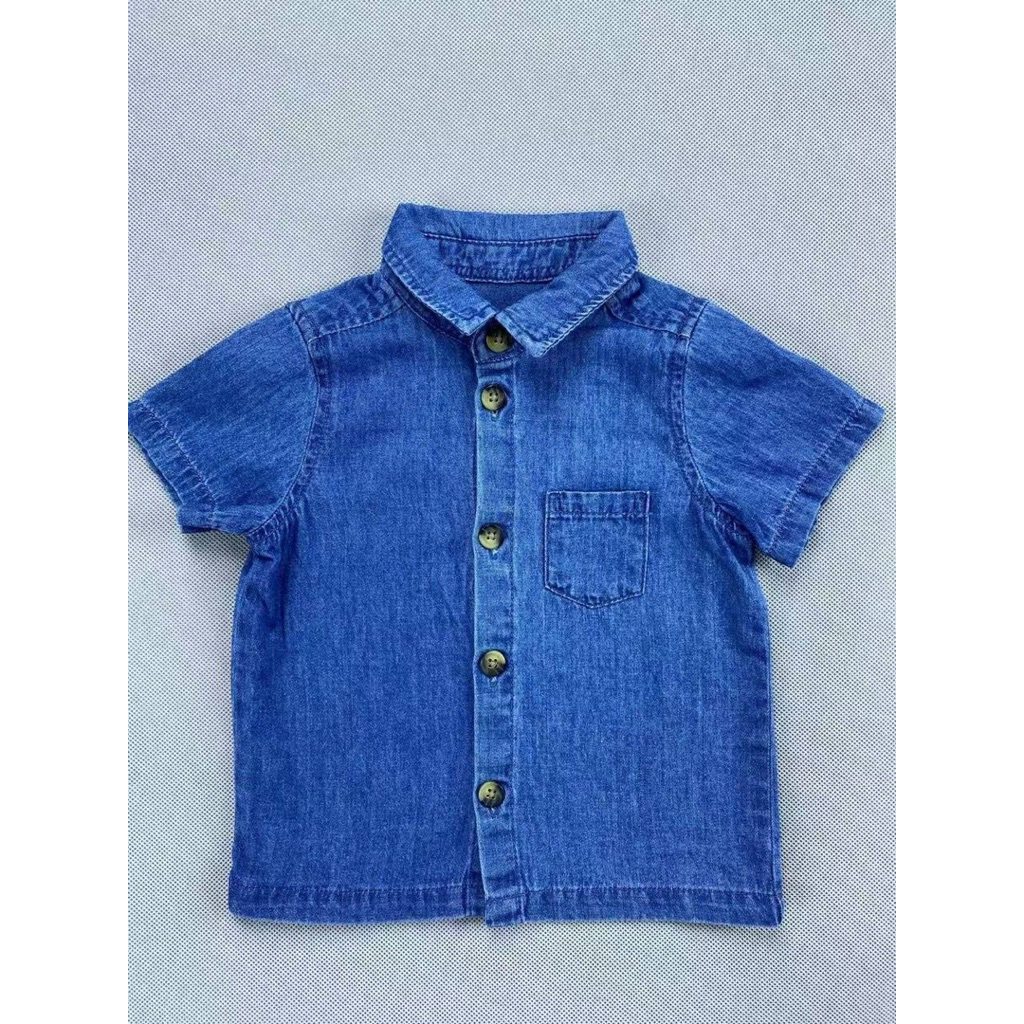 KIABI เสื้อเชิ้ตแขนสั้นผ้ายีนส์นุ่มสําหรับเด็กทารก