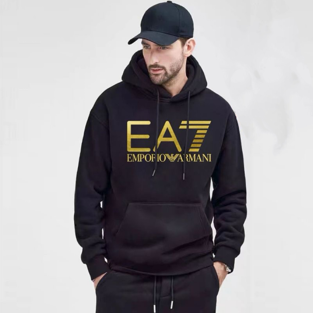 Giorgio Armani Men Hoodies แฟชั่นสบายๆกีฬาเสื้อสวมหัวผ้าฝ้ายพิมพ์ Hoodies Lelaki